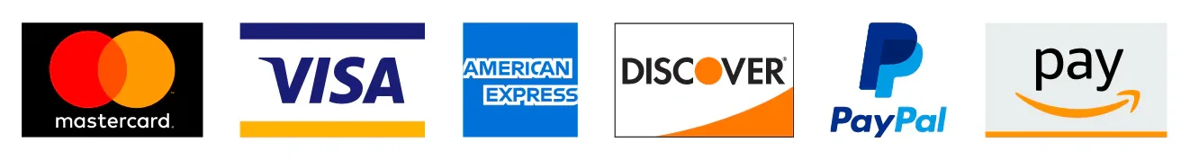 Accepted payment methods: Mastercard, Visa, American Express, Discover, PayPal, Amazon Pay